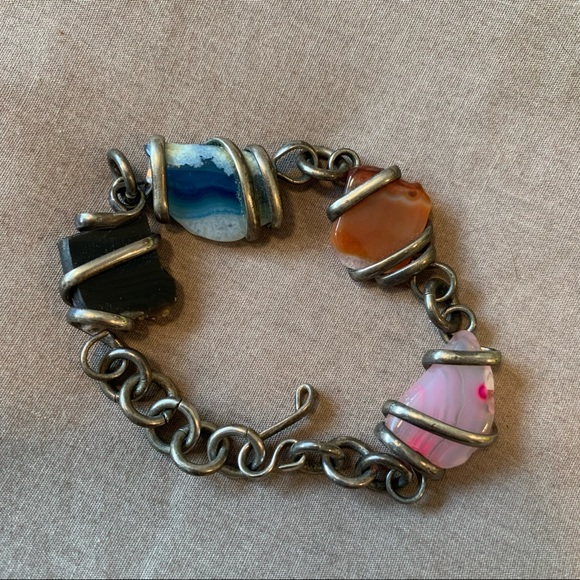 Handmade Vintage Wire Wrapped Crystal Bracelet - Picture 3 of 10